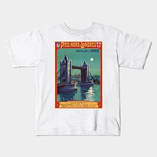 Paris Nord à Londres Vintage Poster 1900 Kids T-Shirt